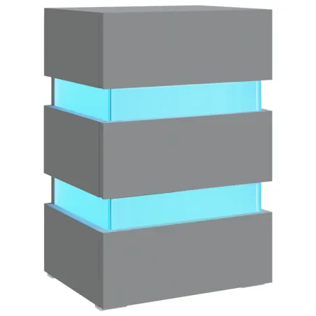 Table de chevet à LED Gris 45x35x67 cm Bois d'ingénierie
