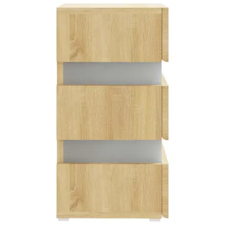 Table de chevet à LED chêne sonoma 45x35x67cm bois d'ingénierie