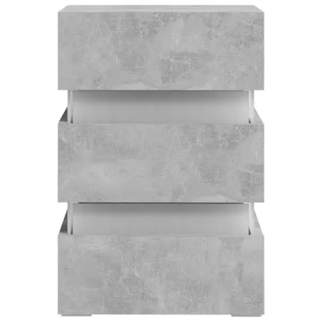Table de chevet à LED gris béton 45x35x67 cm bois d'ingénierie