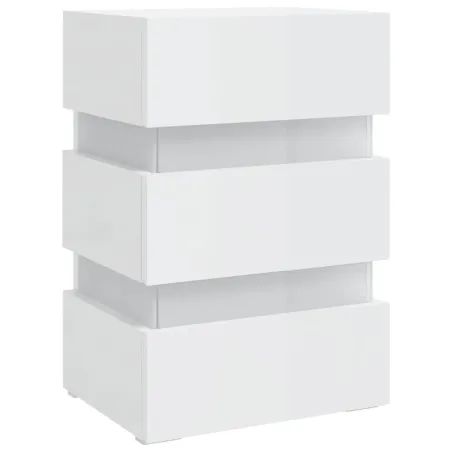 Table de chevet à LED blanc brillant 45x35x67 cm