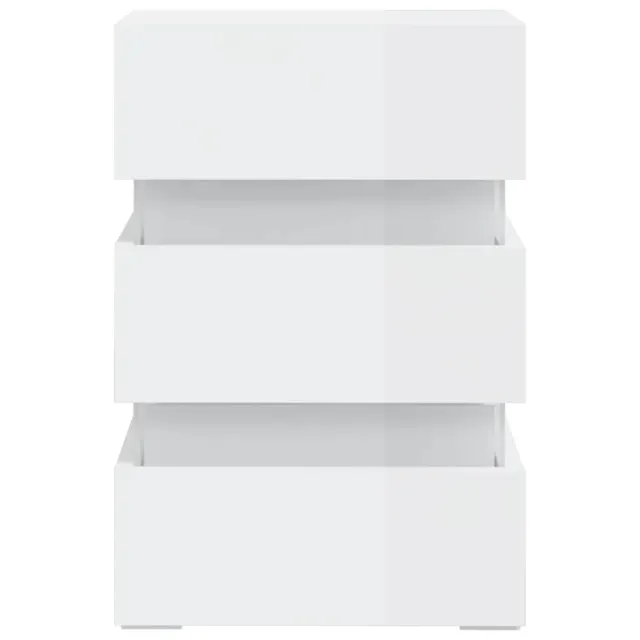 Table de chevet à LED blanc brillant 45x35x67 cm