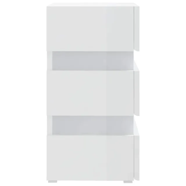 Table de chevet à LED blanc brillant 45x35x67 cm