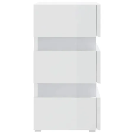 Table de chevet à LED blanc brillant 45x35x67 cm