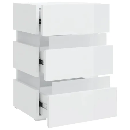 Table de chevet à LED blanc brillant 45x35x67 cm