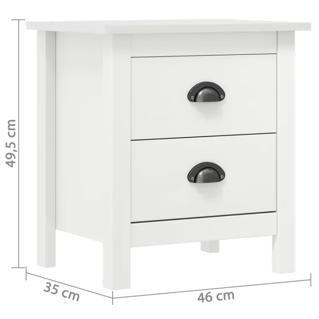 Table de chevet Hill Blanc 46x35x49,5 cm Bois de pin solide