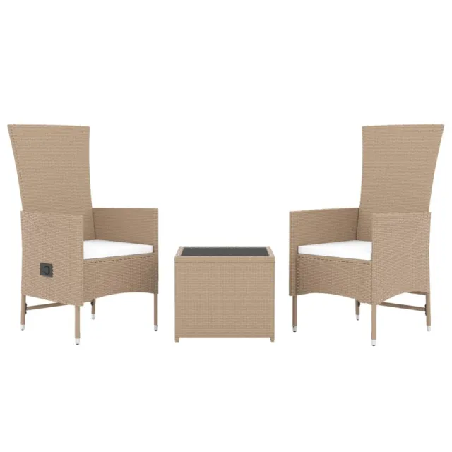 Ensemble de salon de jardin 3 pcs beige poly rotin et acier