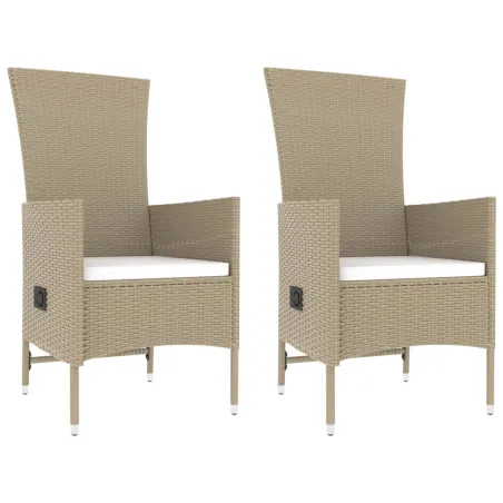 Ensemble de salon de jardin 3 pcs beige poly rotin et acier