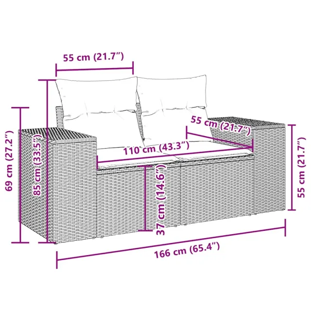 Salon de jardin 5 pcs avec coussins gris clair résine tressée