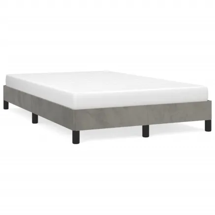 Cadre de lit sans matelas gris clair 120x190 cm velours 2