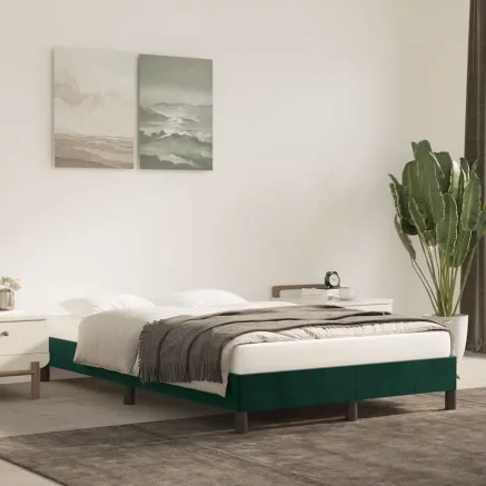 Cadre de lit sans matelas vert foncé 120x190 cm velours