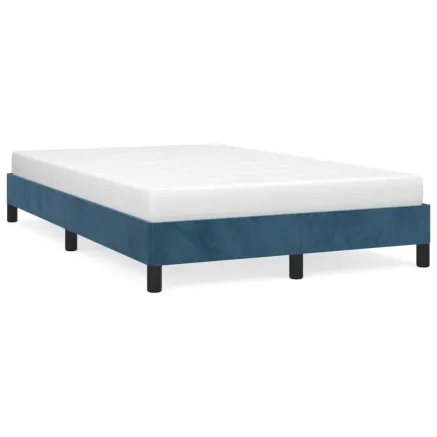 Cadre de lit sans matelas bleu foncé 120x190 cm velours 2