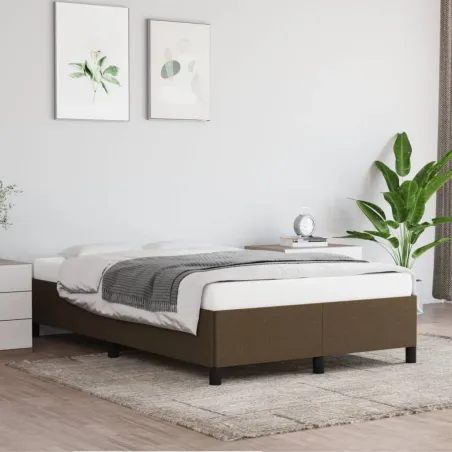 Cadre de lit sans matelas marron foncé 120x190 cm tissu