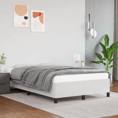 Cadre de lit sans matelas blanc 120x190 cm similicuir