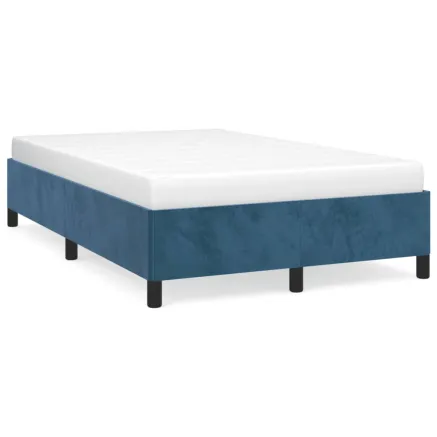 Cadre de lit sans matelas bleu foncé 120x190 cm velours 2