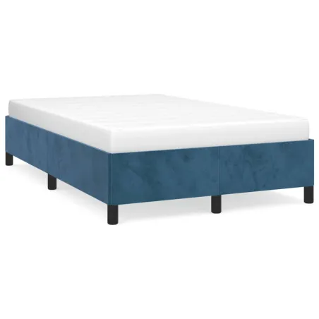 Cadre de lit sans matelas bleu foncé 120x190 cm velours