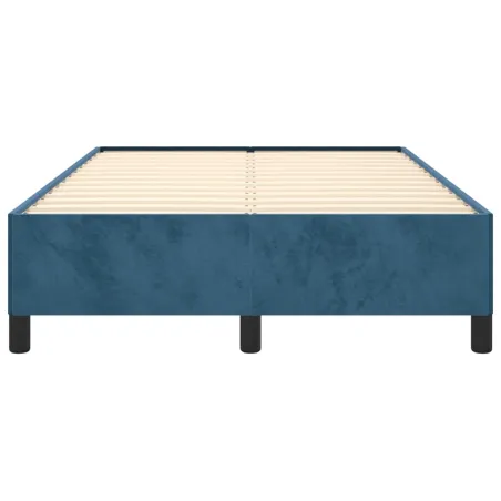 Cadre de lit sans matelas bleu foncé 120x190 cm velours