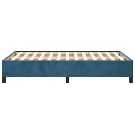 Cadre de lit sans matelas bleu foncé 120x190 cm velours