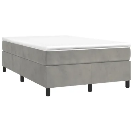 Sommier à lattes de lit et matelas gris clair 120x190cm velours 2