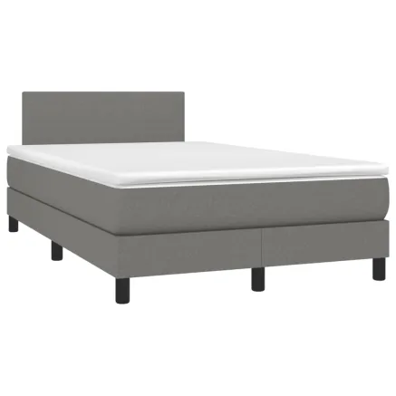 Sommier à lattes de lit avec matelas gris foncé 120x190cm tissu 2