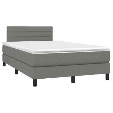 Sommier à lattes de lit avec matelas gris foncé 120x190cm tissu 2