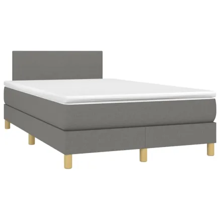 Sommier à lattes de lit avec matelas gris foncé 120x190cm tissu 2