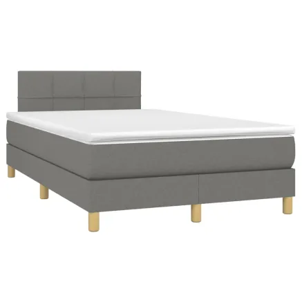 Sommier à lattes de lit avec matelas gris foncé 120x190cm tissu 2