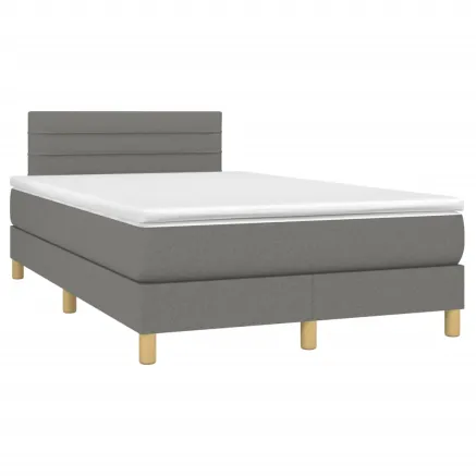 Sommier à lattes de lit avec matelas gris foncé 120x190cm tissu 2