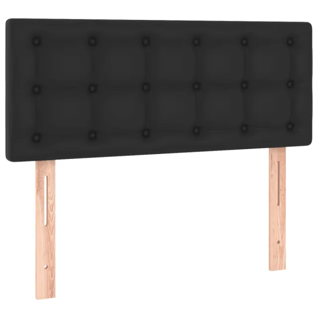 Sommier à lattes de lit avec matelas noir 120x190 cm similicuir