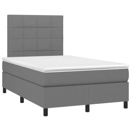 Sommier à lattes de lit avec matelas gris foncé 120x190cm tissu 2