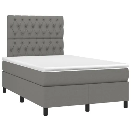 Sommier à lattes de lit avec matelas gris foncé 120x190cm tissu 2