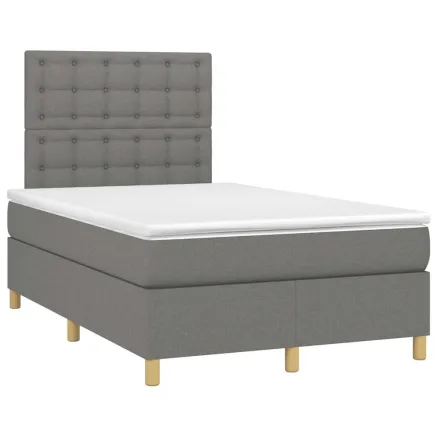 Sommier à lattes de lit avec matelas gris foncé 120x190cm tissu 2