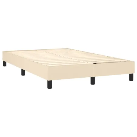 Sommier à lattes de lit matelas et LED crème 120x190 cm tissu