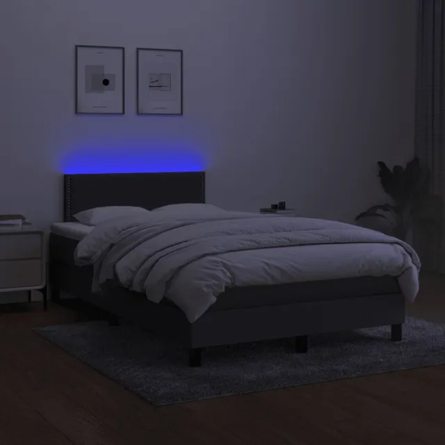 Sommier à lattes de lit matelas LED gris foncé 120x190 cm tissu