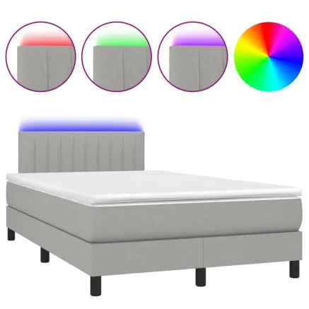 Sommier à lattes de lit matelas LED gris clair 120x190 cm tissu 2