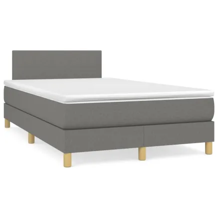 Sommier à lattes de lit matelas LED gris foncé 120x190 cm tissu