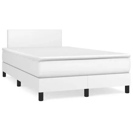 Sommier à lattes de lit matelas LED blanc 120x190 cm similicuir