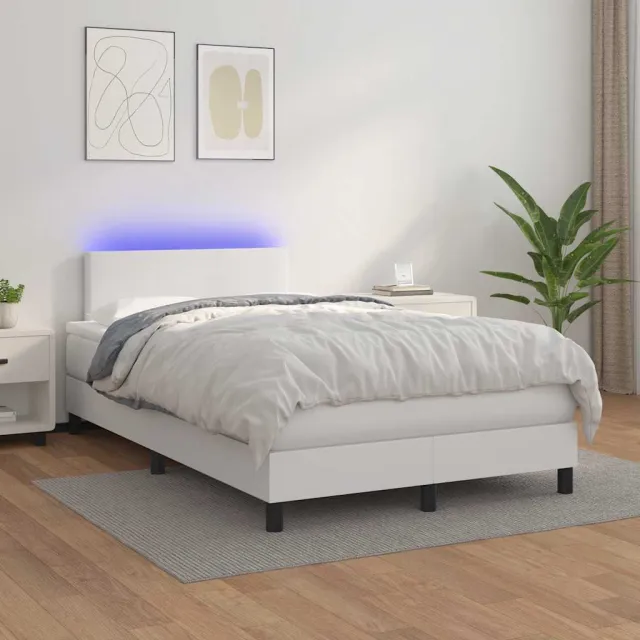 Sommier à lattes de lit matelas LED blanc 120x190 cm similicuir