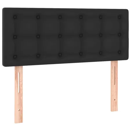 Sommier à lattes de lit matelas LED noir 120x190 cm similicuir