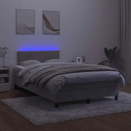 Sommier à lattes de lit avec matelas LED gris clair 120x190 cm