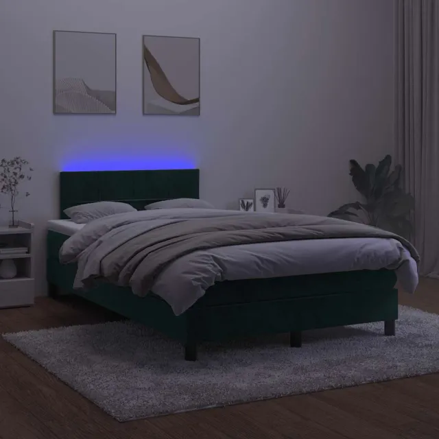 Sommier à lattes de lit avec matelas LED vert foncé 120x190 cm