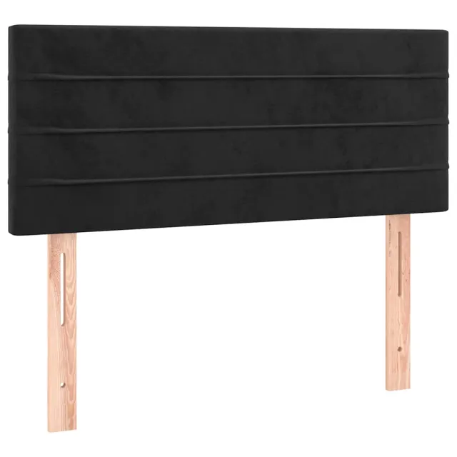 Sommier à lattes de lit et matelas LED noir 120x190 cm velours