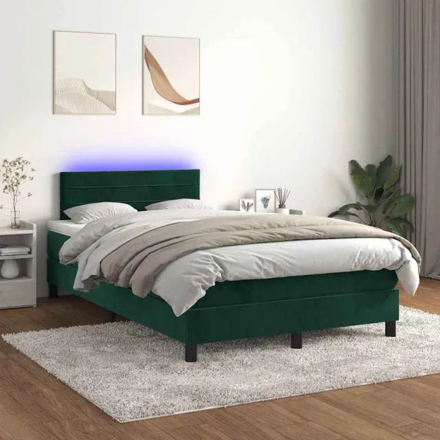 Sommier à lattes de lit avec matelas LED vert foncé 120x190 cm