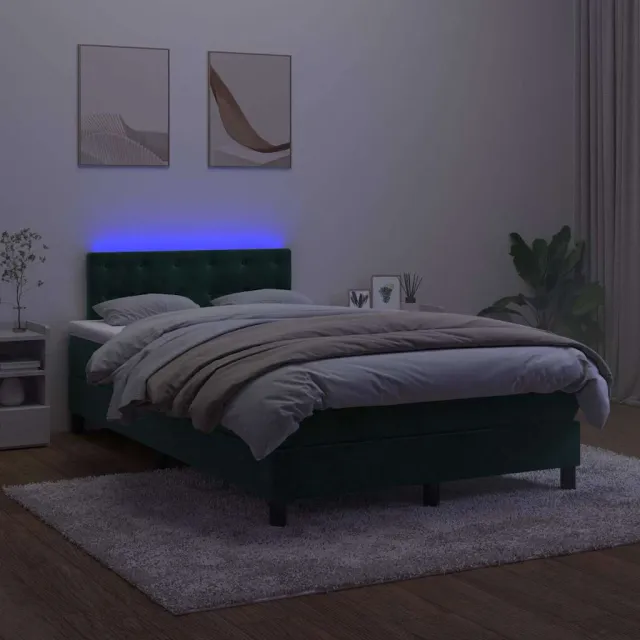 Sommier à lattes de lit avec matelas LED vert foncé 120x190 cm