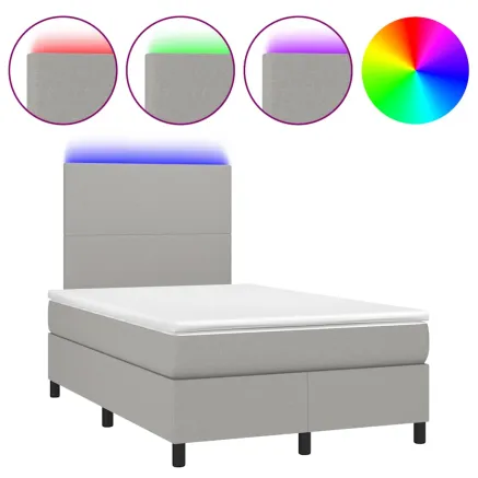 Sommier à lattes de lit matelas LED gris clair 120x190 cm tissu 2