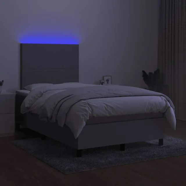 Sommier à lattes de lit matelas LED gris clair 120x190 cm tissu