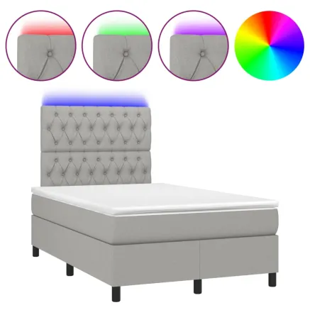 Sommier à lattes de lit matelas LED gris clair 120x190 cm tissu 2
