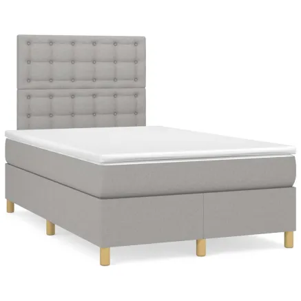 Sommier à lattes de lit matelas LED gris clair 120x190 cm tissu