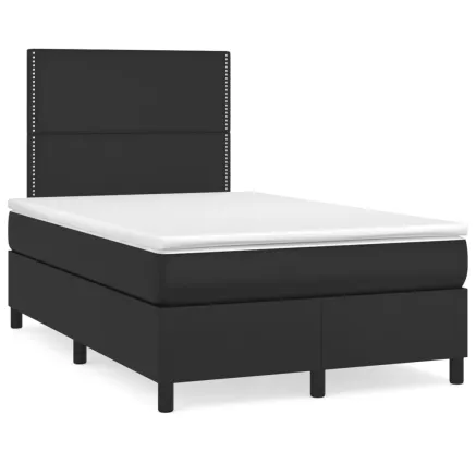 Sommier à lattes de lit matelas LED noir 120x190 cm similicuir