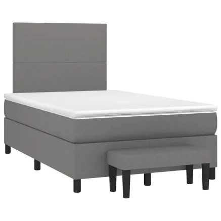 Sommier à lattes de lit avec matelas gris foncé 120x190cm tissu 2