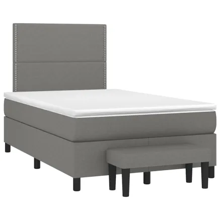 Sommier à lattes de lit avec matelas gris foncé 120x190cm tissu 2